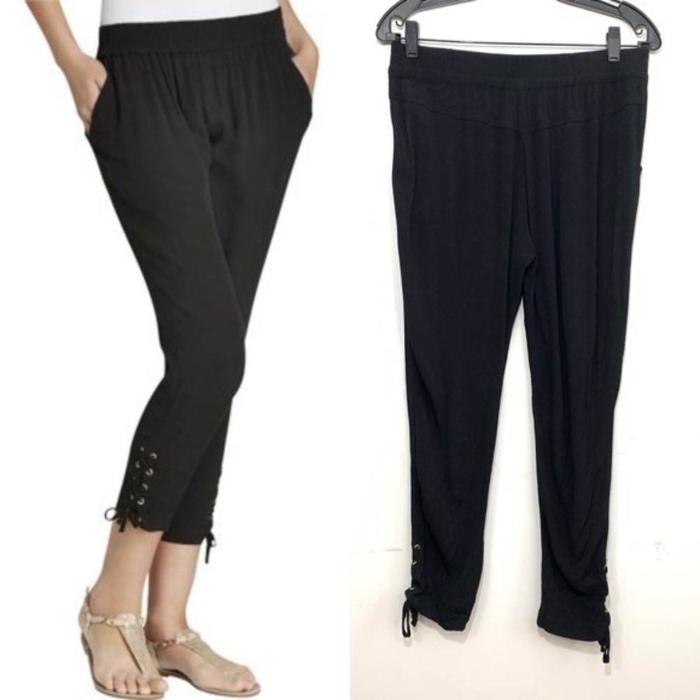 L* space crepe side tie stretch tapered pants L